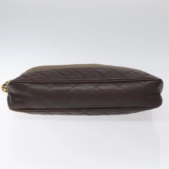 CHANEL Chain Tote Bag Coated Canvas Leather Brown Gold CC Auth bs26043 - Picture 6 of 14